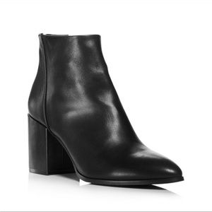 Aqua black booties w block heel